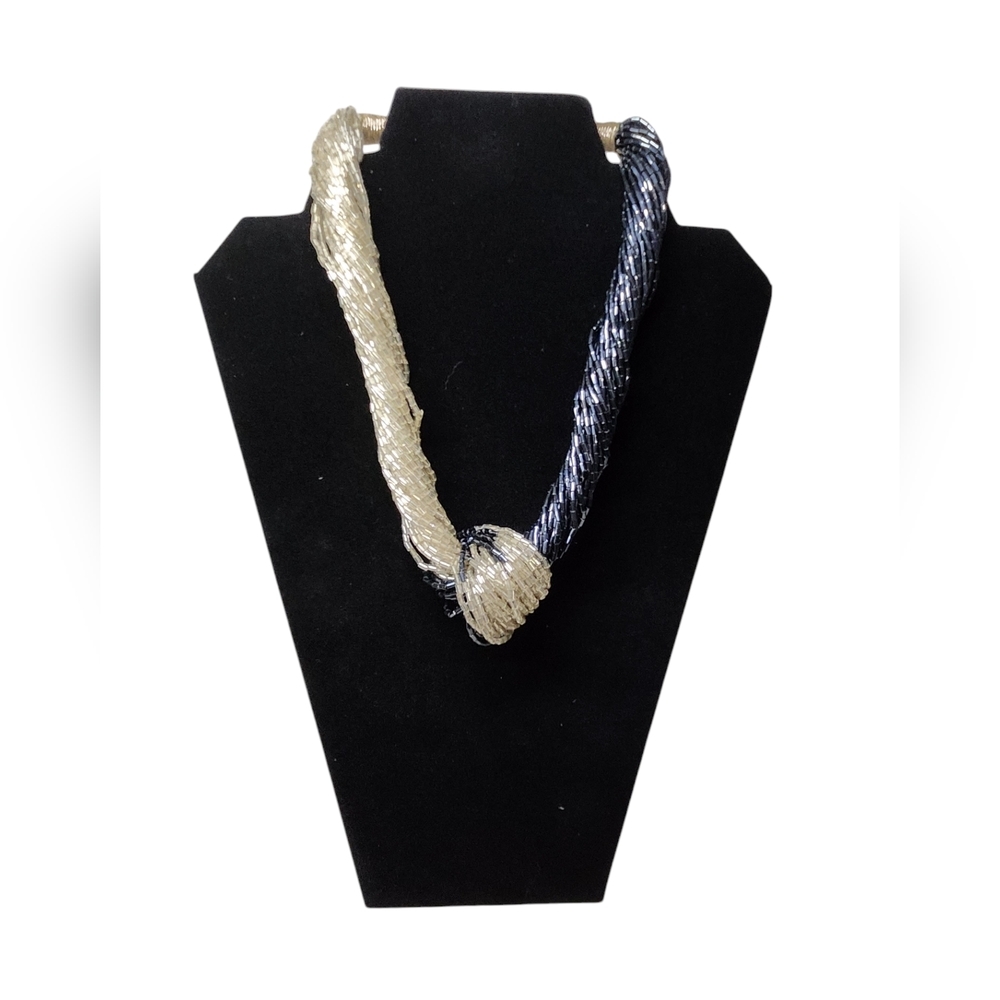 Multi-Strand Silver and Black Necklace. - Picture 2 of 6